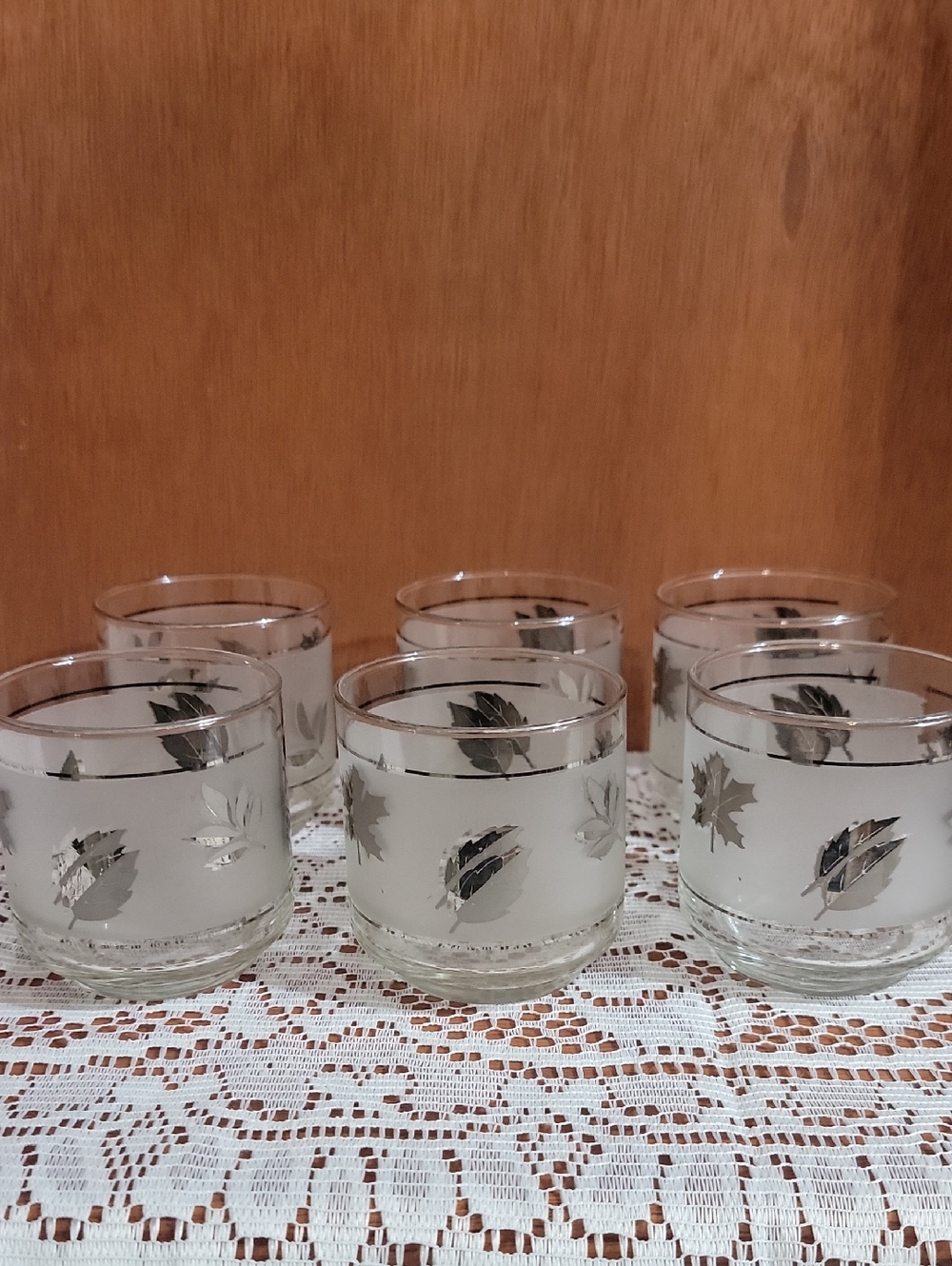 Libbey Frosted  Silver Leaf Pattern Lowball Glass Tumbler Set Of 6